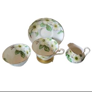 Vintage 1947 Tuscan DOGWOOD Floral Fine English Bone China 4 Pc Tea Coffee Set